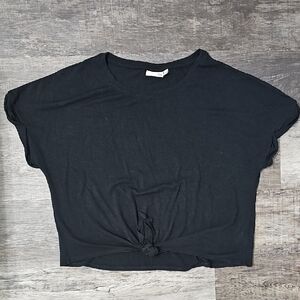 SO Women's Black Crop Top with Knot Detail